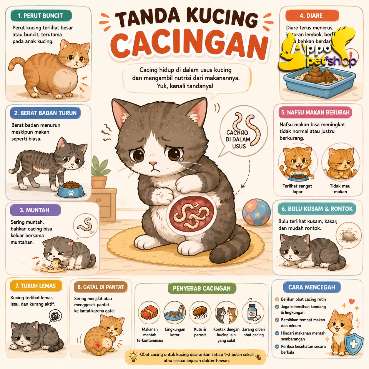 Tanda Kucing Cacingan yang Harus Diwaspadai