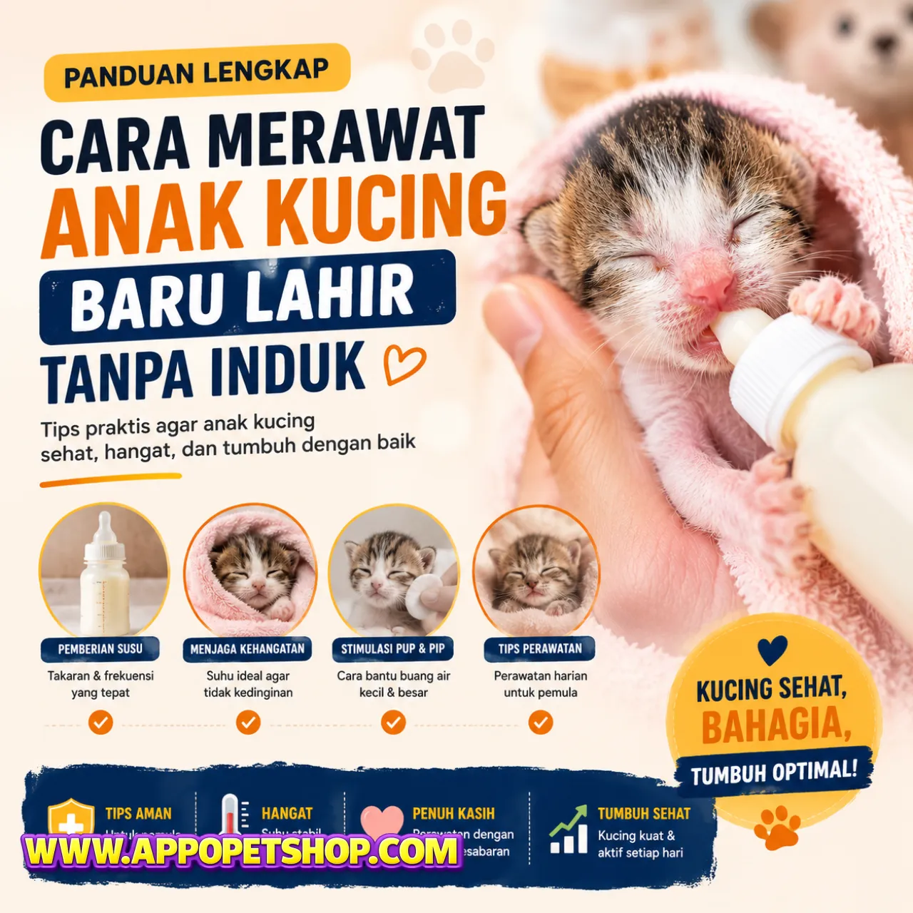 Panduan Cara Merawat Anak Kucing Baru Lahir Tanpa Induk