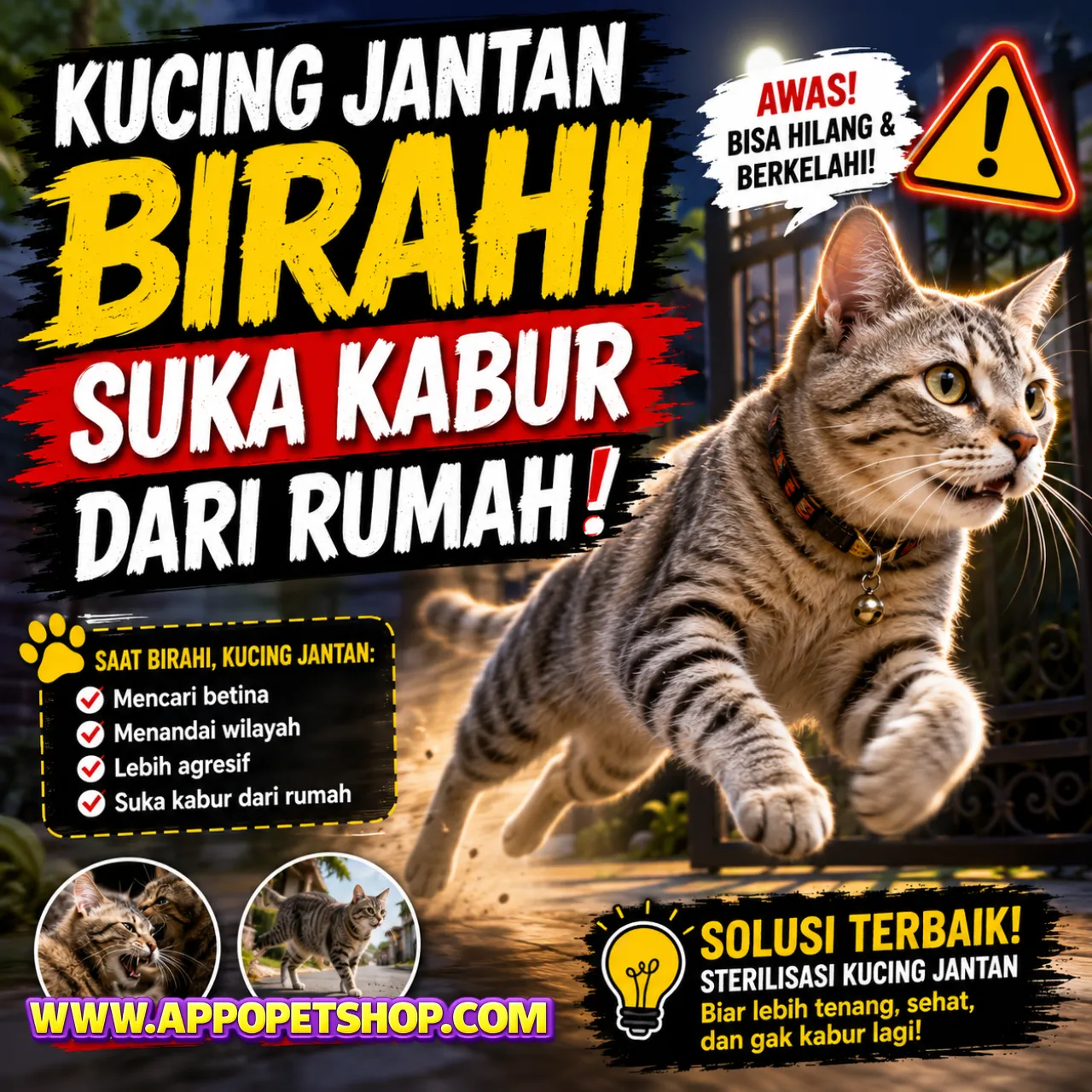 Kucing Jantan Birahi Suka Kabur dari Rumah